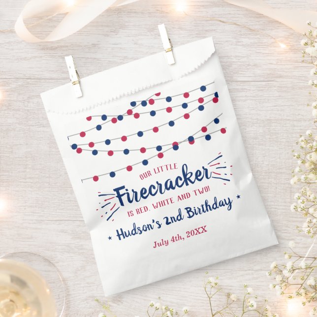 Red, White & Two! 4th Of July 2nd Birthday Favour Bags (Clipped)