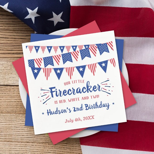 Red, White & Two! 4th Of July 2nd Birthday Napkin (Creator Uploaded)