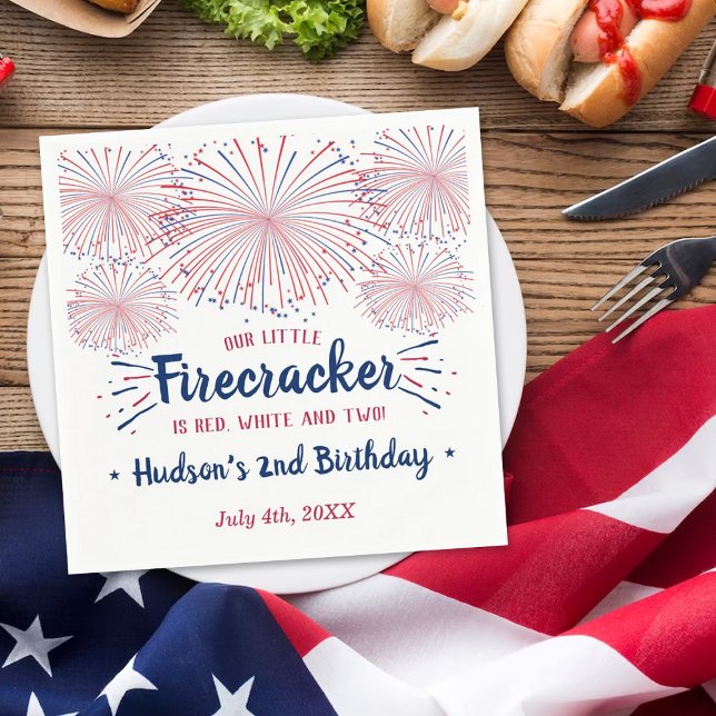 Red, White & Two! 4th Of July 2nd Birthday Napkin (Creator Uploaded)