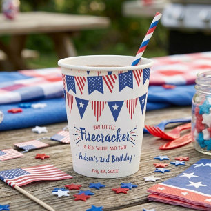 Red, White & Two! 4th Of July 2nd Birthday Paper Cups