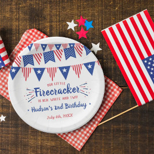 Red, White & Two! 4th Of July 2nd Birthday Paper Plate