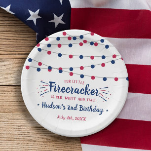 Red, White & Two! 4th Of July 2nd Birthday Paper Plate