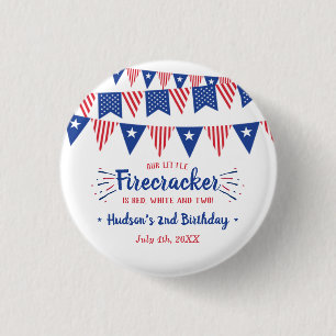 Red, White & Two! 4th Of July 2nd Birthday Party 3 Cm Round Badge