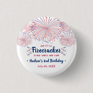 Red, White & Two! 4th Of July 2nd Birthday Party 3 Cm Round Badge