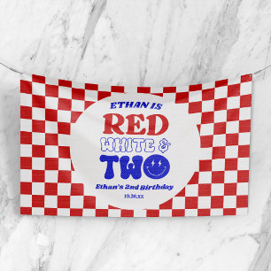 Red White & Two 4th of July 2nd Birthday Party Banner