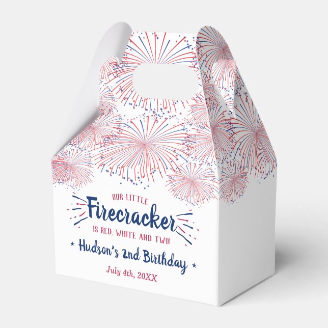 Red, White & Two! 4th Of July 2nd Birthday Party Favour Box (Front Side)