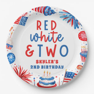 Red, White & Two 4th of July 2nd Birthday Party Paper Plate