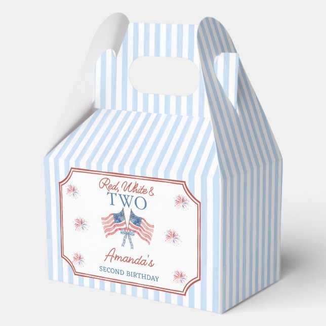 Red White & Two 4th of July Birthday Favour Boxes (Front)