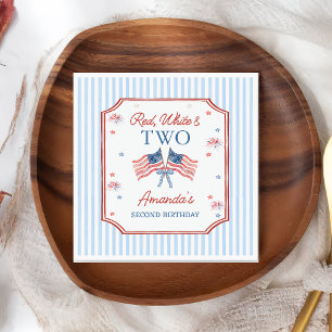Red White & Two 4th of July Birthday Napkins