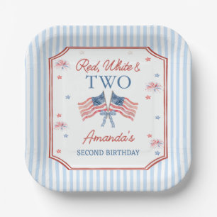 Red White & Two 4th of July Birthday Paper Plates