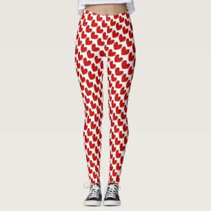 Red & white Valentine's Day Heart Pattern Leggings