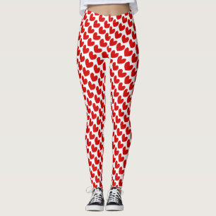 Red & white Valentine's Day Heart Pattern Leggings