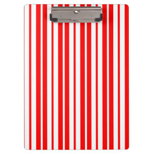 Red White Vertical Stripes Pattern Design Clipboard