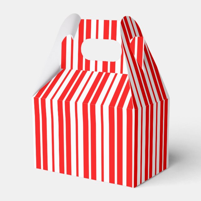 Red White Vertical Stripes Pattern Design Favour Box (Front Side)
