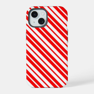 Red White Vertical Stripes Pattern Design iPhone 15 Case