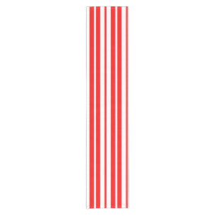 Red White Vertical Stripes Pattern Design Short Table Runner