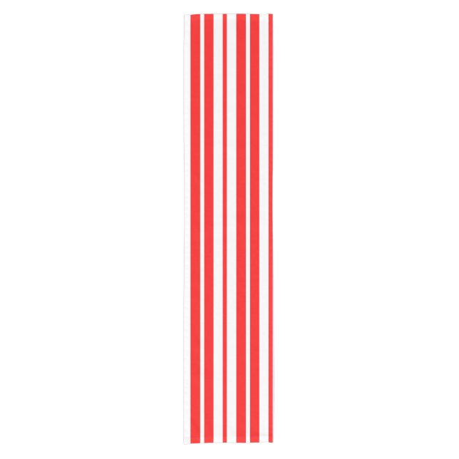 Red White Vertical Stripes Pattern Design Short Table Runner (Front)