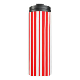 Red White Vertical Stripes Pattern Design Thermal Tumbler