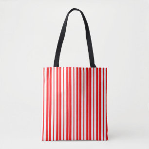 Red White Vertical Stripes Pattern Design Tote Bag