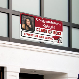 Red & White Vinyl Graduation Banner