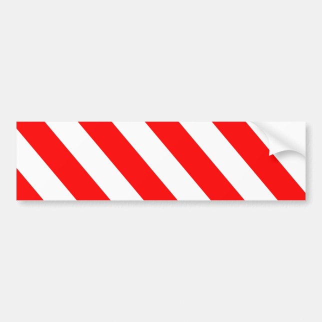 Red White Warning Stripes Bumper Sticker (Front)
