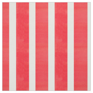 Red White Watercolor Stripe Fabric