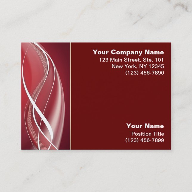 Red White Wave Business Card (Front)
