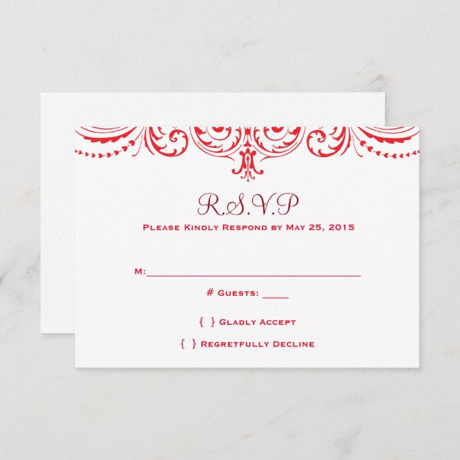 Red & White Wedding Invitation (Front/Back)
