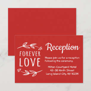 Red & White Wedding Reception Laurel Leaves Love Invitation
