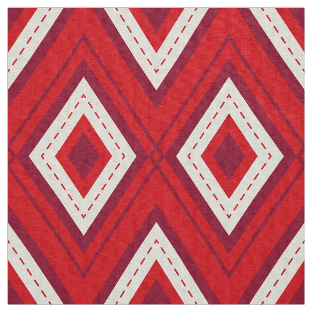 Red & white whimsical geometric Christmas pattern Fabric (Swatch)