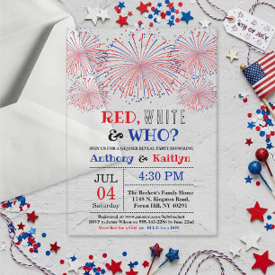 Red, White & Who? 4th Of July Gender Reveal Party Acrylic Invitations