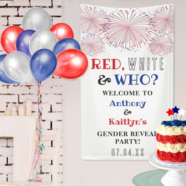Red, White & Who? 4th Of July Gender Reveal Party Banner (Creator Uploaded)