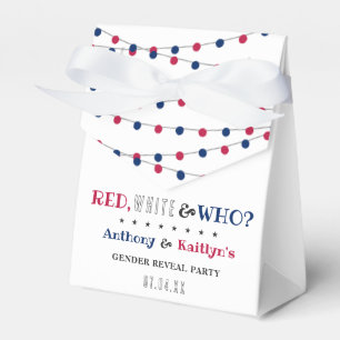 Red, White & Who? 4th Of July Gender Reveal Party Favour Box