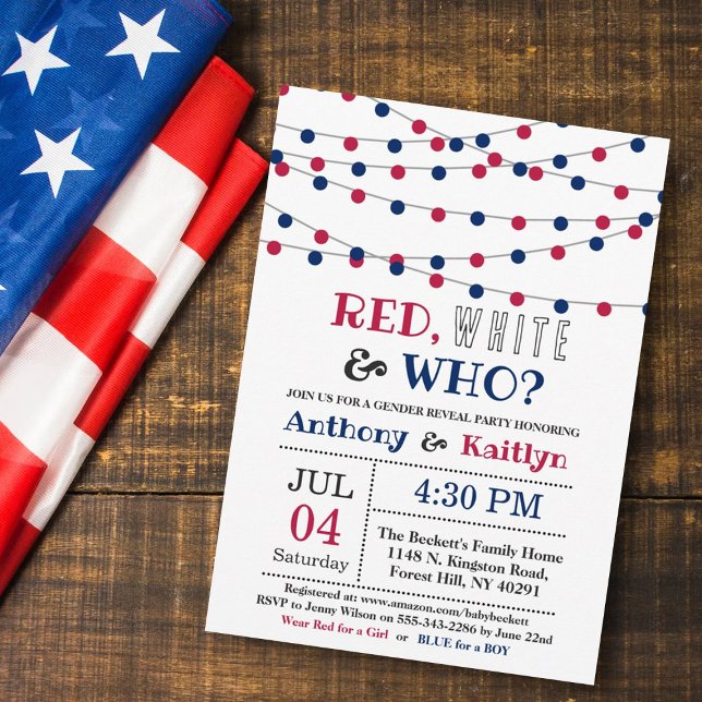 Red, White & Who? 4th Of July Gender Reveal Party Invitation (Creator Uploaded)