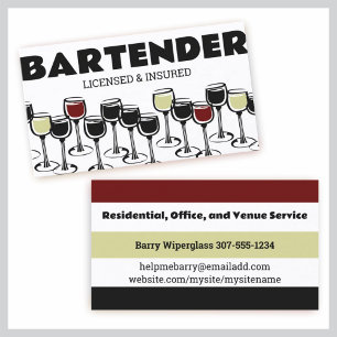 red white wine tasting glasses bartender sommelier business card