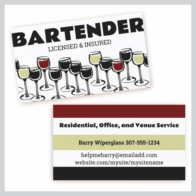 red white wine tasting glasses bartender sommelier business card (Creator Uploaded)