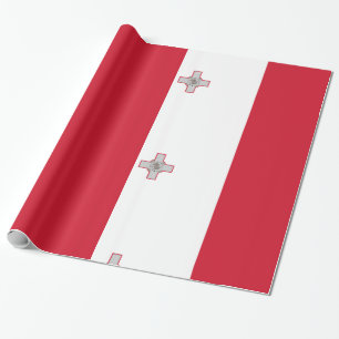 Red White with Malta seal Wrapping Paper