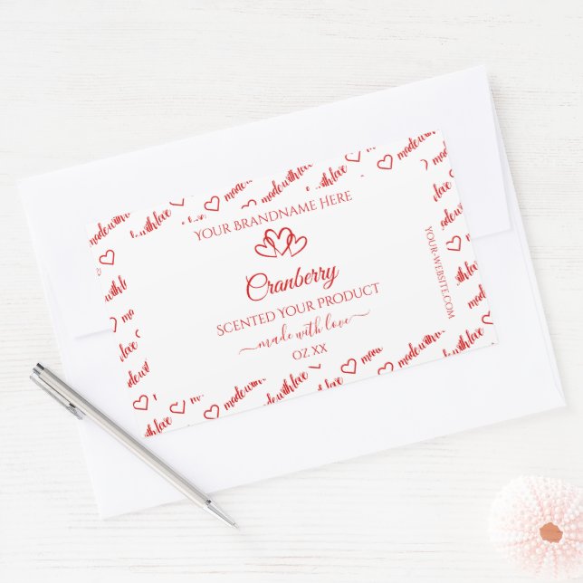 Red White Word Cloud Product Labels Cute Hearts (Envelope)