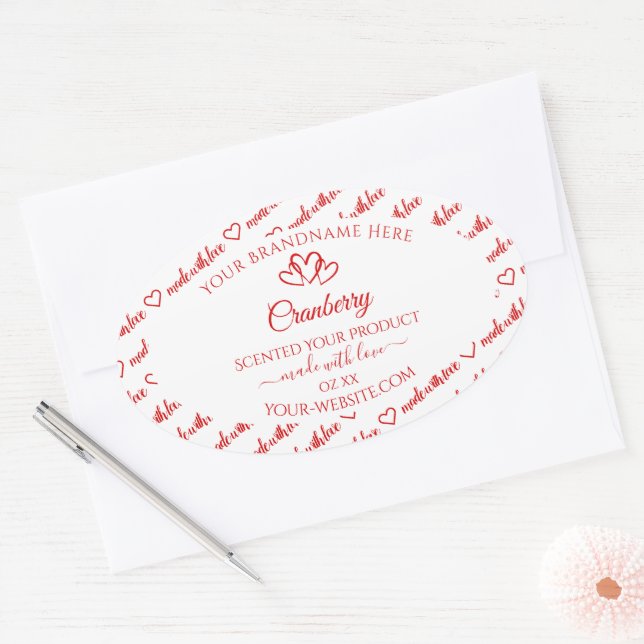 Red White Word Cloud Product Labels Cute Hearts (Envelope)