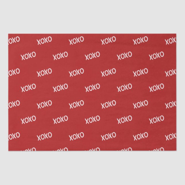 Red White XOXO Bridal Shower  Tissue Paper (Front)