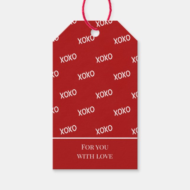 Red White XOXO Love  Gift Tags (Front)