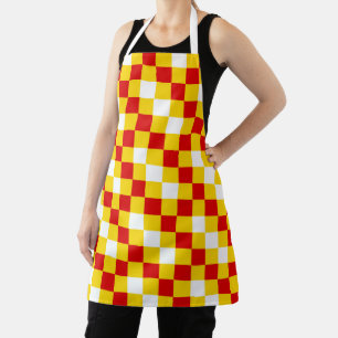 Red White Yellow Chequered Pattern Design Apron