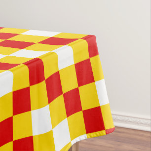 Red White Yellow Chequered Pattern Design  Tablecloth