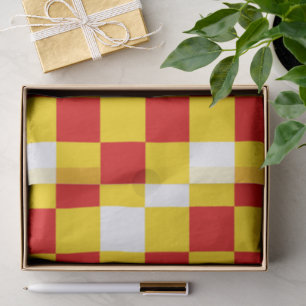 Red White Yellow Chequered Pattern Design  Tissue Paper