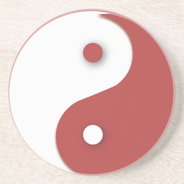 Red & White Yin & Yang Coaster (Front)