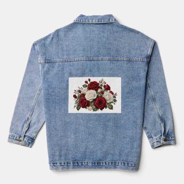 Red&WhiteRoses Denim Jacket (Back)