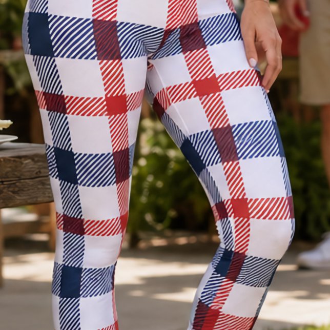 RED WHTE and BLUE Custom High-Waisted Capris (Our Leggings: "Red White & Blue"; Customize with Your Own Text)