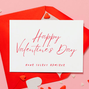 RED WHTE MODERN XOXO HEART TEXT CUSTOM VALENTINES  CARD