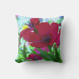 Red Wild Flower Outdoor Accent Pillow