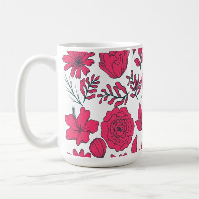 Red wild flowers  coffee mug (Left)